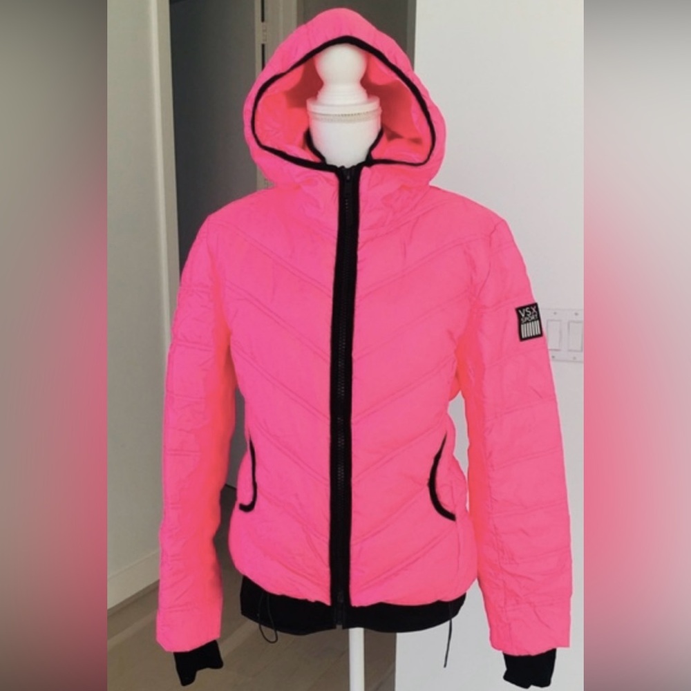 Victoria's Secret Neon Pink Hooded Jacket - LARGE NWT